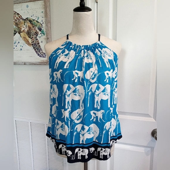crown & ivy Tops - Crown and Ivy Elephants and Monkeys Halter Top Sz Medium